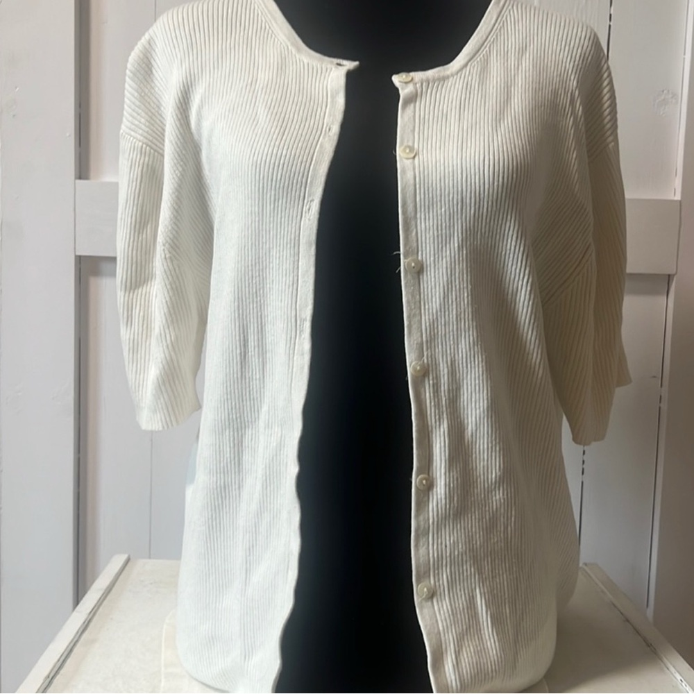 Talbots Cream Ribbed Cardigan